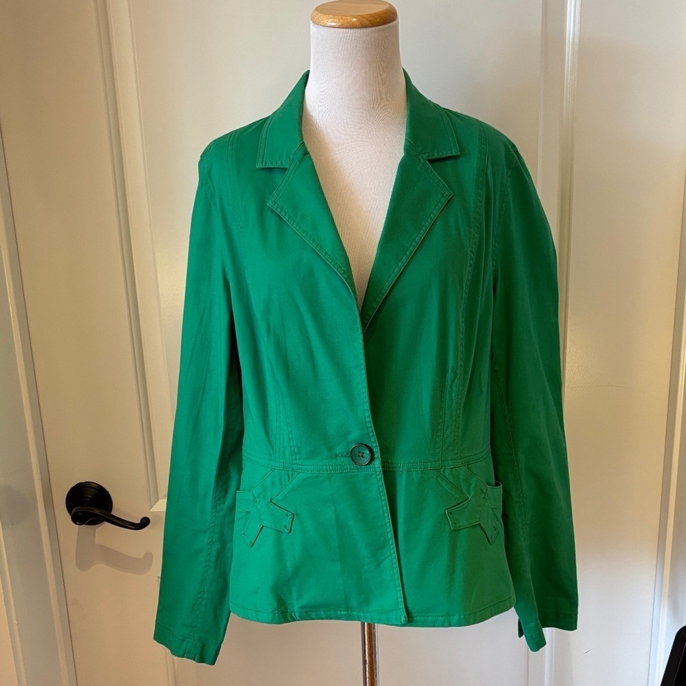 cabi Green Utility Fitted Blazer Jacket Women’s Medium Button Front